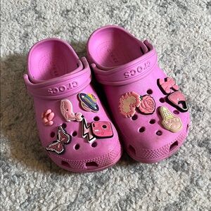 CROCS Kids Pink Water Shoes with Fun Charms